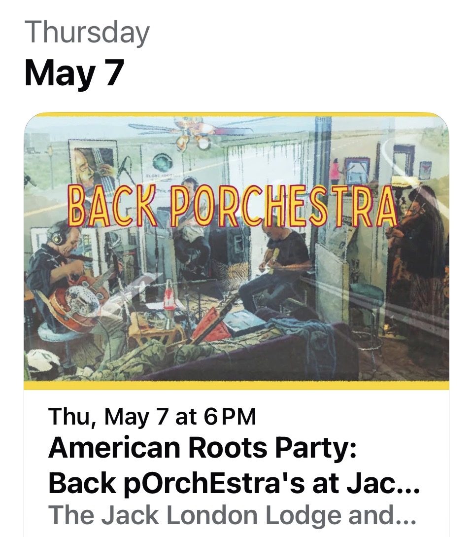 New album awareness - Jack London Saloon, Glenn Ellen (Back Porch Estra)