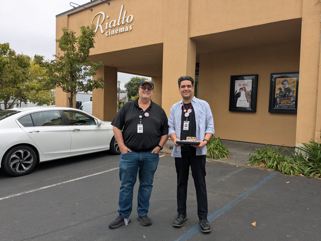 Eric and Colin Ready outside Rialto Cinemas