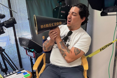 Woman in Directors chair