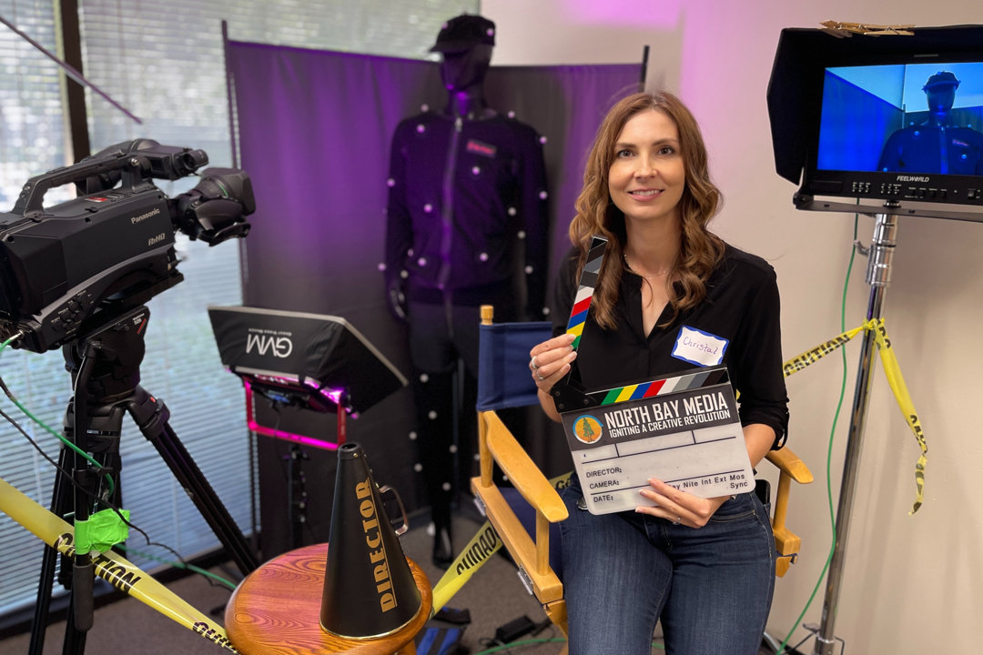 Man in Directors chair