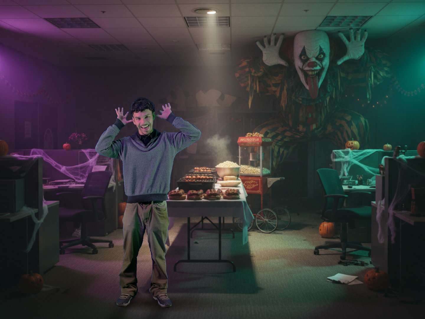 Person at pary with a clown